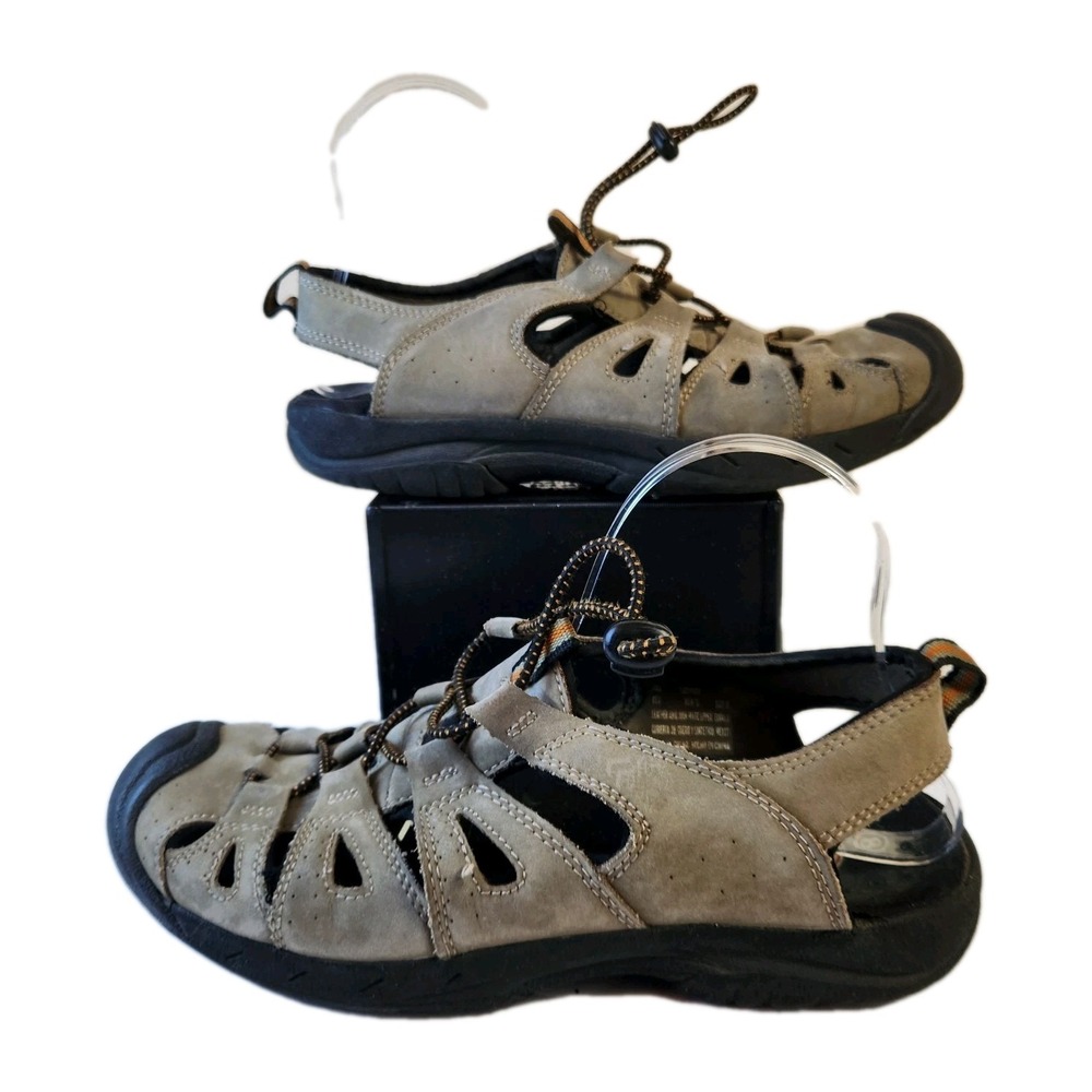 Earth Spirit Mens 8 Jake Fisherman‎ Sandals Closed Toe Elastic Bungee Lace Shoe